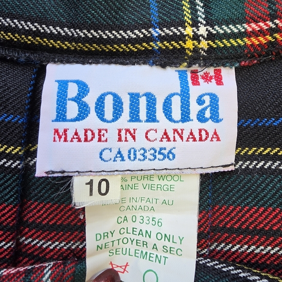 Vintage Wool Pleated Wrap Plaid Skirt & Matching Shoulder Sash Tartan Set - Picture 11 of 11